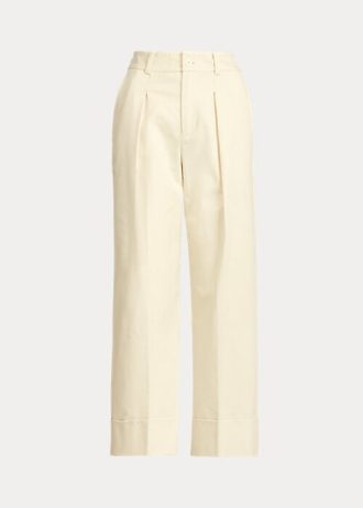 Krémové dámské bavlněné kotníkové kalhotky Ralph Lauren s dvojitým lícem