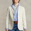 Krémové dámské blejzry Ralph Lauren Pinstripe Bavlna-Lněno-Vlna