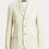 Krémové dámské blejzry Ralph Lauren Pinstripe Bavlna-Lněno-Vlna