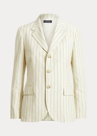 Krémové dámské blejzry Ralph Lauren Pinstripe Bavlna-Lněno-Vlna