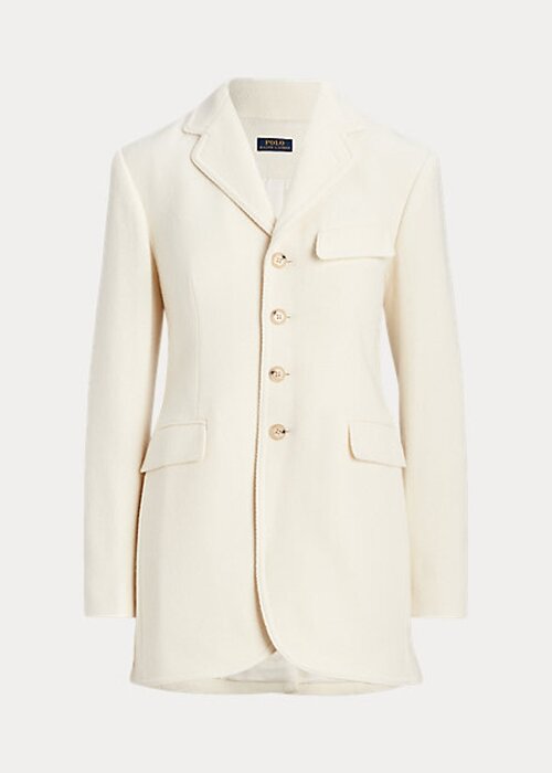 Krémové dámské bundy Ralph Lauren Wool-Blend Rybí kost Krémové dámské bundy Ralph Lauren Wool-Blend Rybí kost