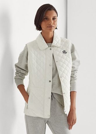 Krémová dámská diamantová prošívaná vesta Ralph Lauren