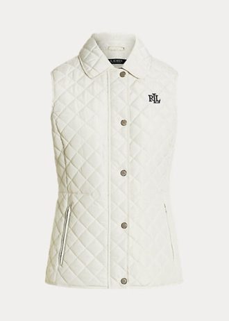 Krémová dámská diamantová prošívaná vesta Ralph Lauren