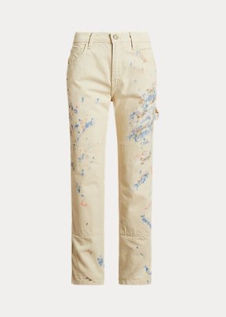 Krémové dámské džíny Ralph Lauren Paint-Splatter Denim Carpenter Jeans