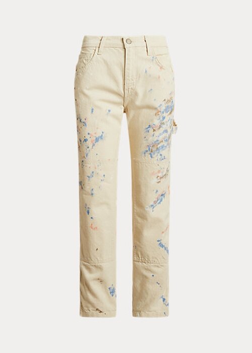 Krémové dámské džíny Ralph Lauren Paint-Splatter Denim Carpenter Jeans Krémové dámské džíny Ralph Lauren Paint-Splatter Denim Carpenter Jeans