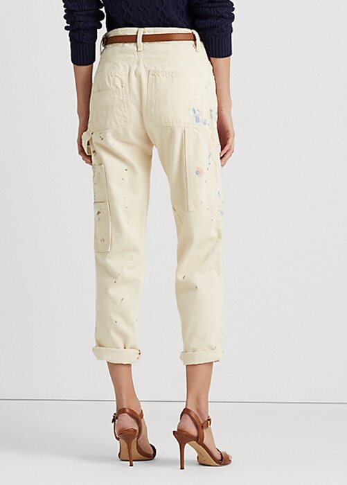 Krémové dámské džíny Ralph Lauren Paint-Splatter Denim Carpenter Jeans Krémové dámské džíny Ralph Lauren Paint-Splatter Denim Carpenter Jeans