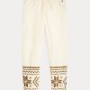 Krémové dámské fleecové tepláky Ralph Lauren Snowflake-Motif