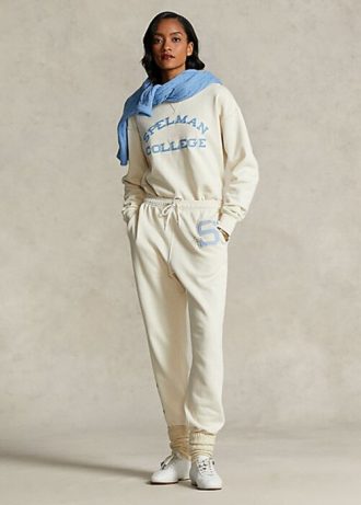 Krémové dámské fleecové tepláky Ralph Lauren The Spelman Collection