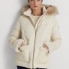 Krémové dámské kabáty z umělé kožešiny Ralph Lauren
