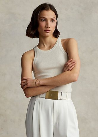Krémové dámské kašmírové tanky Ralph Lauren