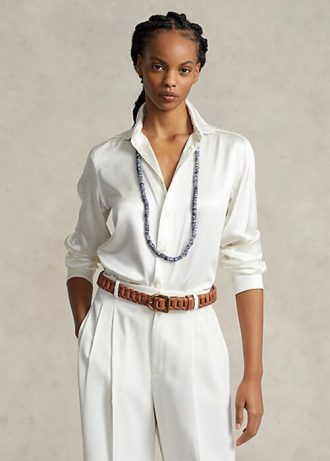 Krémové dámské košile Ralph Lauren Mulberry Silk Shir Krémové dámské košile Ralph Lauren Mulberry Silk Shir