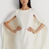 Krémové dámské koktejlové šaty Ralph Lauren Cape Georgette Krémové dámské koktejlové šaty Ralph Lauren Cape Georgette