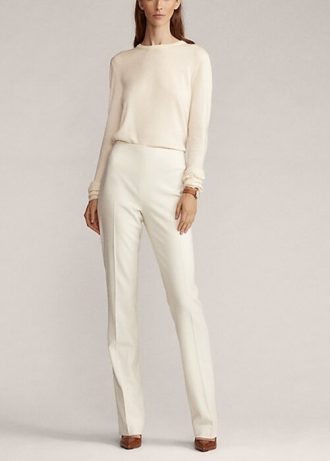 Krémové dámské krepové kalhoty Ralph Lauren Alandra Wool