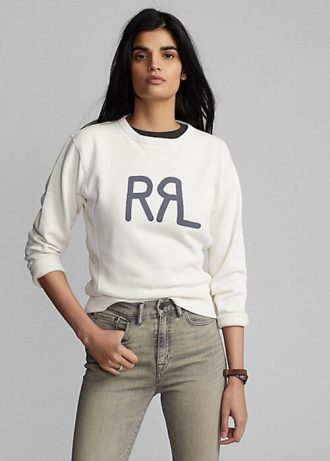 Krémové dámské mikiny Ralph Lauren Logo French Terry Crewneck Krémové dámské mikiny Ralph Lauren Logo French Terry Crewneck