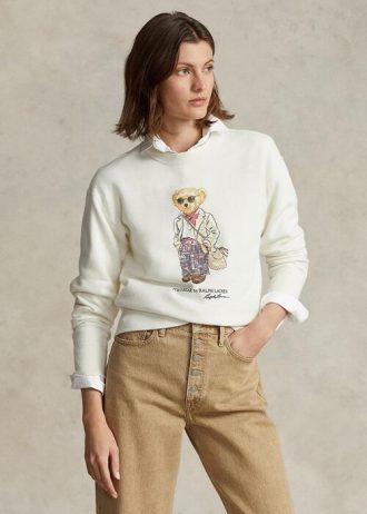 Krémové dámské mikiny Ralph Lauren Polo Bear Fleece Crewneck Krémové dámské mikiny Ralph Lauren Polo Bear Fleece Crewneck