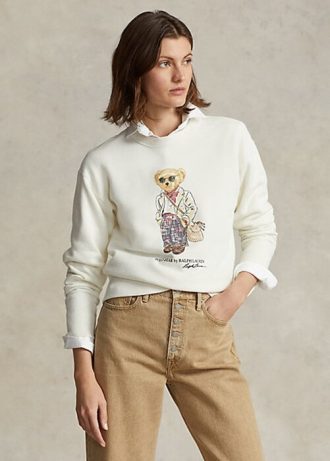 Krémové dámské mikiny Ralph Lauren Polo Bear Fleece Crewneck Krémové dámské mikiny Ralph Lauren Polo Bear Fleece Crewneck