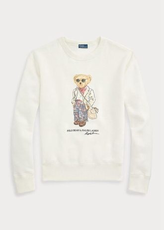 Krémové dámské mikiny Ralph Lauren Polo Bear Fleece Crewneck Krémové dámské mikiny Ralph Lauren Polo Bear Fleece Crewneck