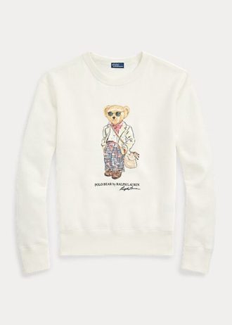 Krémové dámské mikiny Ralph Lauren Polo Bear Fleece Crewneck Krémové dámské mikiny Ralph Lauren Polo Bear Fleece Crewneck