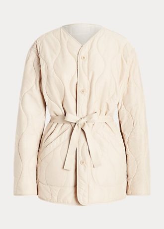 Krémové dámské oboustranné prošívané Ripstop bundy Ralph Lauren