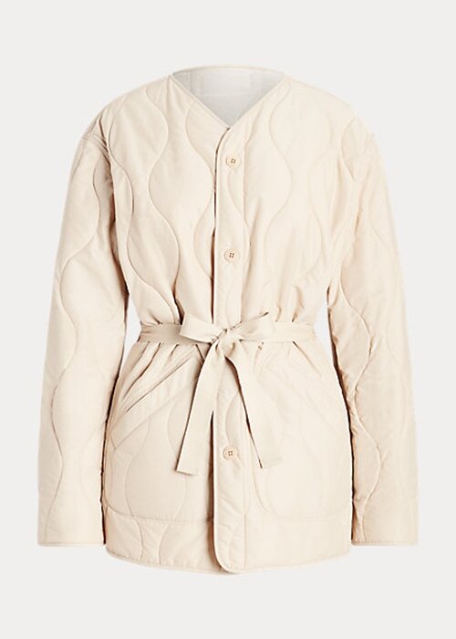 Krémové dámské oboustranné prošívané Ripstop bundy Ralph Lauren Krémové dámské oboustranné prošívané Ripstop bundy Ralph Lauren