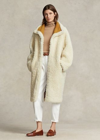 Krémové dámské oversize oboustranné střihové kabáty Ralph Lauren Krémové dámské oversize oboustranné střihové kabáty Ralph Lauren