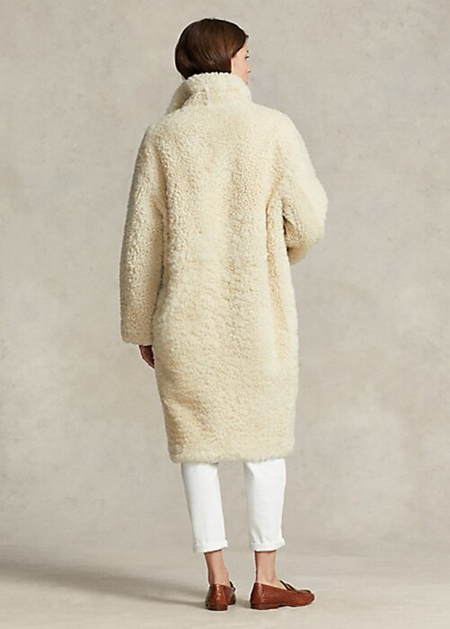Krémové dámské oversize oboustranné střihové kabáty Ralph Lauren Krémové dámské oversize oboustranné střihové kabáty Ralph Lauren