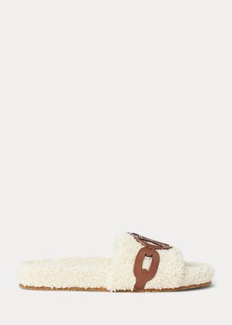 Krémové dámské ploché boty Ralph Lauren Dixie Leather-Trim Shearling Krémové dámské ploché boty Ralph Lauren Dixie Leather-Trim Shearling