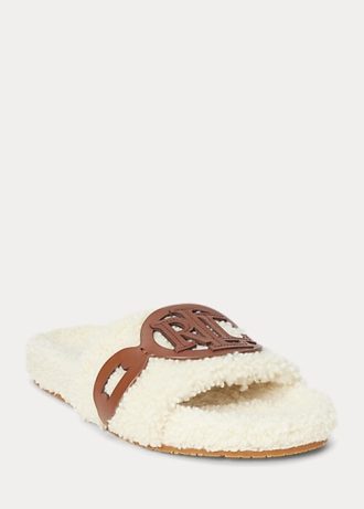 Krémové dámské ploché boty Ralph Lauren Dixie Leather-Trim Shearling Krémové dámské ploché boty Ralph Lauren Dixie Leather-Trim Shearling