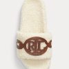 Krémové dámské ploché boty Ralph Lauren Dixie Leather-Trim Shearling