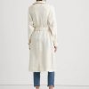 Krémové dámské plátěné kabáty Ralph Lauren s páskem rybí kosti