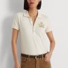 Krémové dámské polokošile Ralph Lauren Beaded-Crest Piqué Krémové dámské polokošile Ralph Lauren Beaded-Crest Piqué