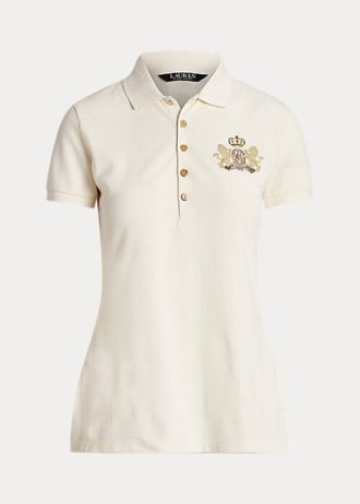 Krémové dámské polokošile Ralph Lauren Beaded-Crest Piqué