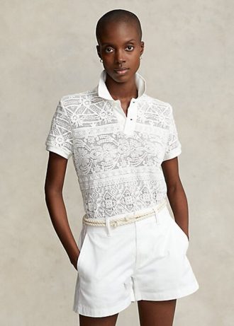 Krémové dámské polokošile Ralph Lauren Geometric-Lace