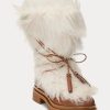 Krémové dámské Ralph Lauren Celia Shearling & Leštěné kožené boty Krémové dámské Ralph Lauren Celia Shearling & Leštěné kožené boty