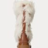 Krémové dámské Ralph Lauren Celia Shearling & Leštěné kožené boty Krémové dámské Ralph Lauren Celia Shearling & Leštěné kožené boty