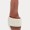 Krémové dámské sandály Ralph Lauren Andela Calf-Suede
