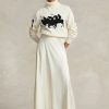 Krémové dámské saténové sukně A-Line Ralph Lauren Krémové dámské saténové sukně A-Line Ralph Lauren