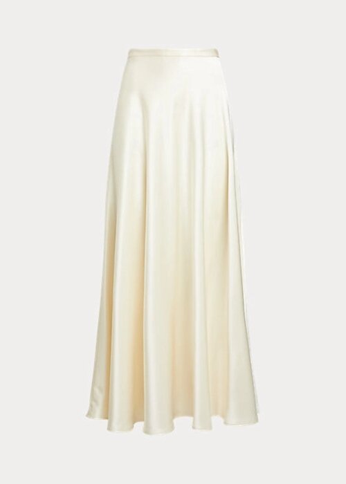Krémové dámské saténové sukně A-Line Ralph Lauren Krémové dámské saténové sukně A-Line Ralph Lauren