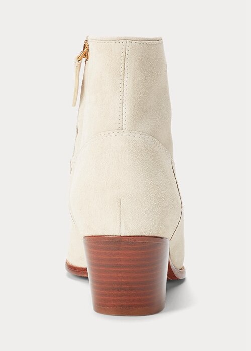 Krémové dámské semišové boty Ralph Lauren Lucille z teletiny Krémové dámské semišové boty Ralph Lauren Lucille z teletiny