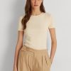 Krémová dámská Stretch bavlněná trička Ralph Lauren Krémová dámská Stretch bavlněná trička Ralph Lauren