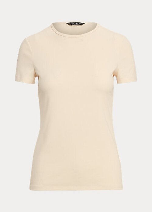 Krémová dámská Stretch bavlněná trička Ralph Lauren Krémová dámská Stretch bavlněná trička Ralph Lauren