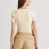Krémová dámská Stretch bavlněná trička Ralph Lauren Krémová dámská Stretch bavlněná trička Ralph Lauren