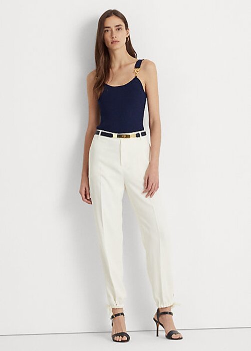Krémové dámské Stretch Cady zúžené kalhoty Ralph Lauren Krémové dámské Stretch Cady zúžené kalhoty Ralph Lauren