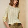Krémové dámské svetry Ralph Lauren Cable-Knit Silk Crewneck Krémové dámské svetry Ralph Lauren Cable-Knit Silk Crewneck