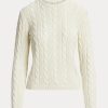 Krémové dámské svetry Ralph Lauren Cable-Knit Silk Crewneck Krémové dámské svetry Ralph Lauren Cable-Knit Silk Crewneck