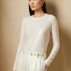Krémové dámské svetry Ralph Lauren Cashmere Crewneck