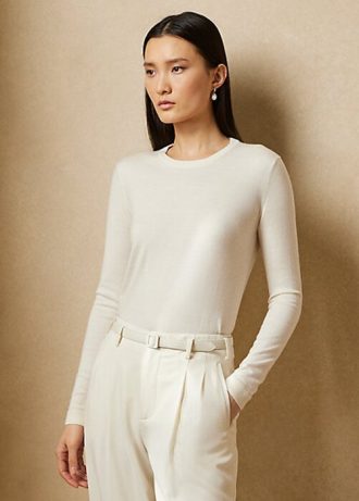 Krémové dámské svetry Ralph Lauren Cashmere Crewneck Krémové dámské svetry Ralph Lauren Cashmere Crewneck