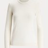 Krémové dámské svetry Ralph Lauren Cashmere Crewneck