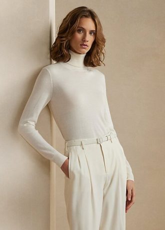 Krémové dámské svetry Ralph Lauren Cashmere Rolák Krémové dámské svetry Ralph Lauren Cashmere Rolák