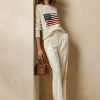 Krémové dámské svetry Ralph Lauren Flag Cashmere Crewneck